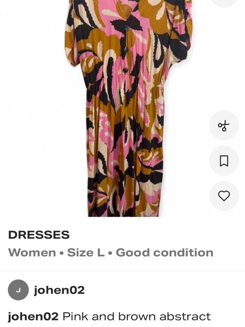 Abstract Pink & Brown Midi Dress - Floral Print